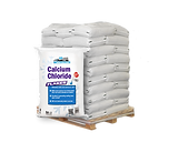 Bags of Magic Salt deicing product piled high on pallet