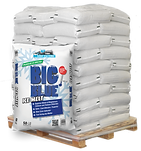 Bags of Magic Salt deicing product piled high on pallet